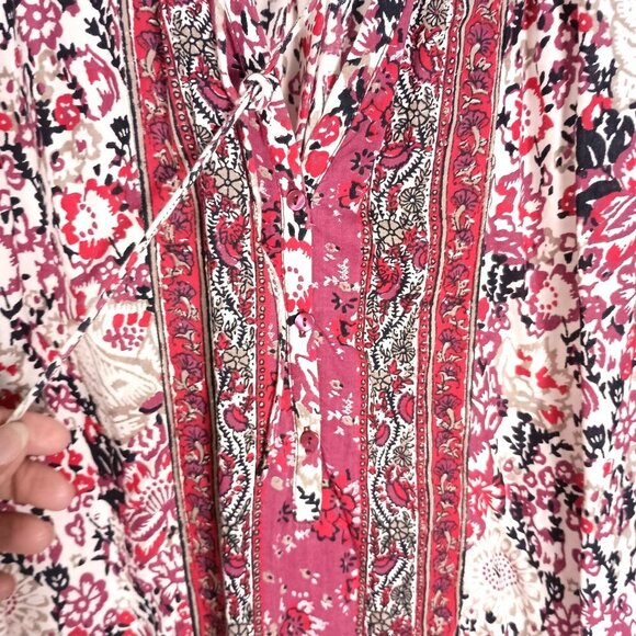 Lucky Brand Boho Tunic Top Rose Pink 3/4 Sleeve Blouse Women’s Size S - Picture 6 of 8